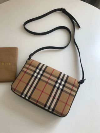 Auth Burberry Vintage Check and Leather Wallet with Detachable Strap, 4