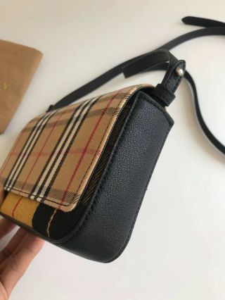 Auth Burberry Vintage Check and Leather Wallet with Detachable Strap, 5