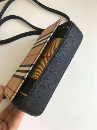 Auth Burberry Vintage Check and Leather Wallet with Detachable Strap, 6