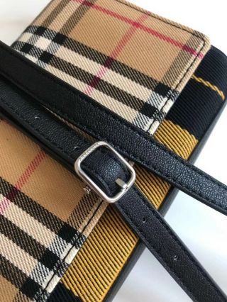 Auth Burberry Vintage Check and Leather Wallet with Detachable Strap, 7