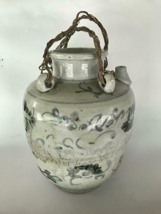 Antique Chinese Ming Dynast Oil Jar Blue White Porcelain 4