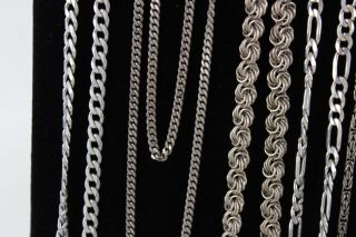 10 x Vintage.  925 Sterling Silver CHAIN NECKLACES inc.  Byzantine,  Curb (225g) 3