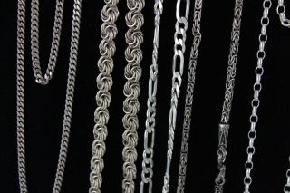 10 x Vintage.  925 Sterling Silver CHAIN NECKLACES inc.  Byzantine,  Curb (225g) 4