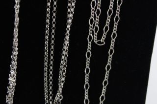 10 x Vintage.  925 Sterling Silver CHAIN NECKLACES inc.  Byzantine,  Curb (225g) 8