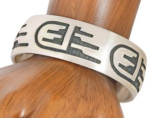 Vtg Hopi Indian Signed Nathan Fred Jr.  925 Sterling Silver Handmade Cuff