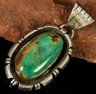 Vintage Old Pawn Navajo Royston Green Turquoise Sterling Pendant