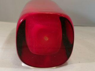 Alfredo Barbini:Murano Venetian Art Glass vintage vase bottle red incalmo signed 10