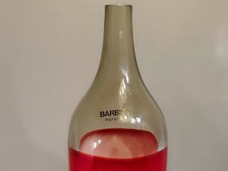 Alfredo Barbini:Murano Venetian Art Glass vintage vase bottle red incalmo signed 3