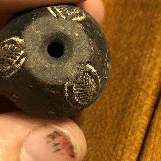Antique Clay Spindle Whorl Bead Pre Columbian Or African Style Flower Artifact 4