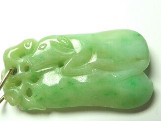 Antique Chinese Carved Apple Jade Jadeite Pendant Pea Pod Buffalo Calf Gold Ring