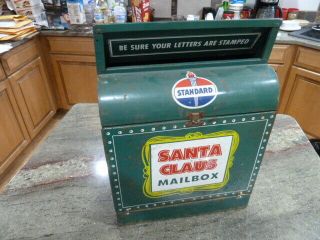 Vintage Rare Standard Oil Santa Claus Mailbox Tin Counter Display