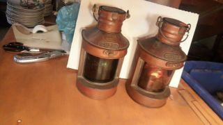 Vintage Maritime Tung Woo Stern Copper Kerosene / Oil Lamp Hong Kong