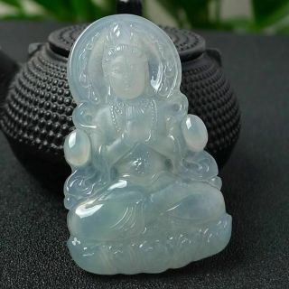 100 natural jade A goods hand - carved translucent Guanyin 410 2