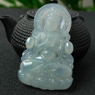 100 natural jade A goods hand - carved translucent Guanyin 410 5