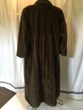 Vintage Full Length Ranch MINK Fur Coat Dark Brown Women ' s XL Jacket 5