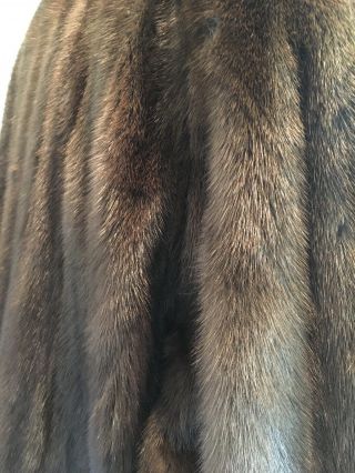 Vintage Full Length Ranch MINK Fur Coat Dark Brown Women ' s XL Jacket 8