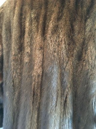 Vintage Full Length Ranch MINK Fur Coat Dark Brown Women ' s XL Jacket 9
