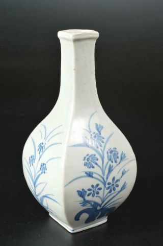 T6996:xf Korean L? Dynasty Shikunshi Pattern Flower Vase Ikebana Tea Ceremony