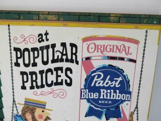 Vintage Metal PABST Blue Ribbon Beer PBR Thermometer Sign With Guy Graphic Swing 3