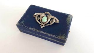 K.  Faberge Design 84 Silver Brooch With Turquoise Stone