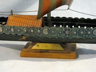 OLD BRASS MODEL OF DENMARK VIKING SHIP WITH MUSIC BOX - 16 