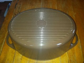 Awesome Vintage Cousances Brown Enamel Oval Dutch Oven Roaster 6qt Le Creuset 5