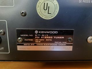 VINTAGE KENWOOD KT 917 FM STEREO TUNER.  Legendary Tuner 3