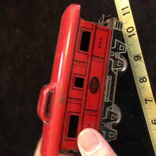 (A) Vintage Tin Toy Train CABOOSE 694 York Central Lines Red Caboose Tin Toy 4