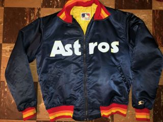 Houston Astros Vtg 80s 1st Edition Starter Satin Sewn Zip Jacket Jersey Large