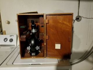 Vintage Vickers M72c Series Microscope W/ Wood Case,  University Surplus