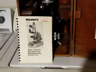 Vintage Vickers M72c Series Microscope w/ Wood Case,  University Surplus 2