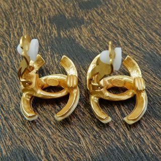 CHANEL Gold Plated CC Logos Vintage Clip Earrings 4406a Rise - on 4