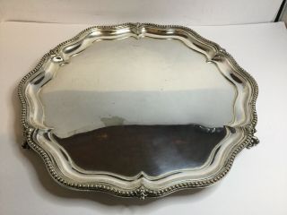 Antique Walker & Hall Chippendale Design Ball & Claw Footed Salver Drinks Tray