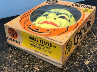 VINTAGE BEN COOPER UNCLE FESTER ADDAMS FAMILY COSTUME,  MASK & BOX 1965 HALLOWEEN 11