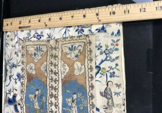 antique 19th Century chinese Hand - Made Silk On Silk embroidery Panal 3