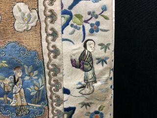 antique 19th Century chinese Hand - Made Silk On Silk embroidery Panal 5