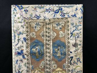 antique 19th Century chinese Hand - Made Silk On Silk embroidery Panal 7