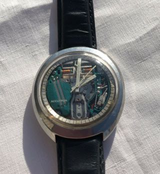 Vintage 1974 N4 Bulova Accutron Spaceview Watch Running