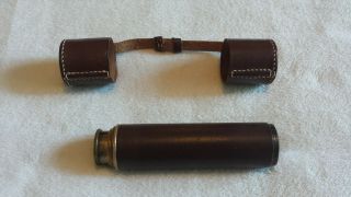 Vintage Bc&co 15x Britannic 3 Draw Brass Telescope With Leather Case.
