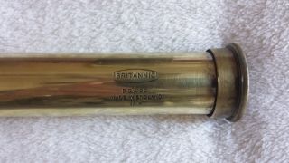 Vintage BC&Co 15X Britannic 3 draw brass telescope with leather case. 2