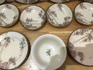 Antique Hand Painted Japanese Porcelain Part Gilt Tea Set Plates Saucers Bowl 4