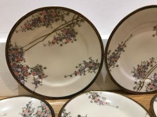 Antique Hand Painted Japanese Porcelain Part Gilt Tea Set Plates Saucers Bowl 5