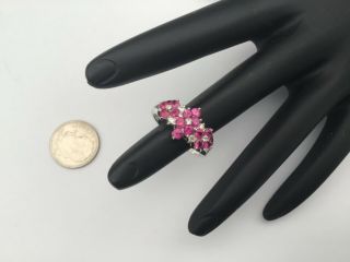 Sonia B.  14k W Gold,  1.  20,  Ctw Rubies & Diamonds Cocktail Ring Sz 9.  25,  3.  6 Gr.