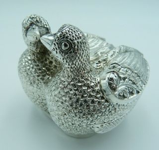 Burmese Silver Jewellery Or Trinket Box - T90 In The Shape Of Two Loving Birds