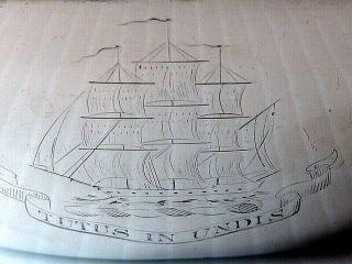 Scotts Clan Wood Crest,  " Tutus In Undis " & Ship Engraved On Gorham Sterling Bowl