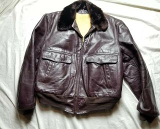 Vintage Tee Emm Sport Wear Flight Bomber Motorcycle Horsehide Leather Jacket 44