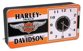 Harley - Davidson Winged Bar & Shield Led Vintage Ad Metal Clock Hdl - 16641