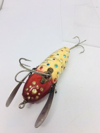 Vintage VERY RARE Heddon MUSKY Crazy Crawler Fishing Lure JEWLED FACTORY SPECIAL 4