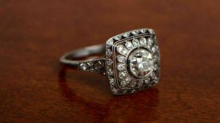 Vintage Art Deco 1.  35ct Diamond Edwardian Engagement Ring Wedding 14k White Gold