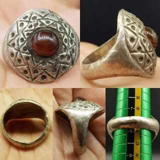 Agate Stone Silver Antique Unique Lovely Ring 21